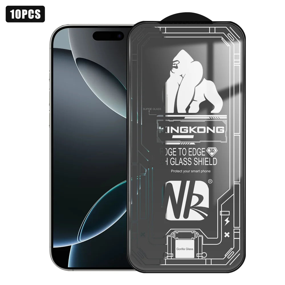 For iPhone 16 Pro Max 10Pcs High Definition Full Screen Protector 3D Large Arc Edge High Aluminium-silicon Glass Film - Transparent - 1