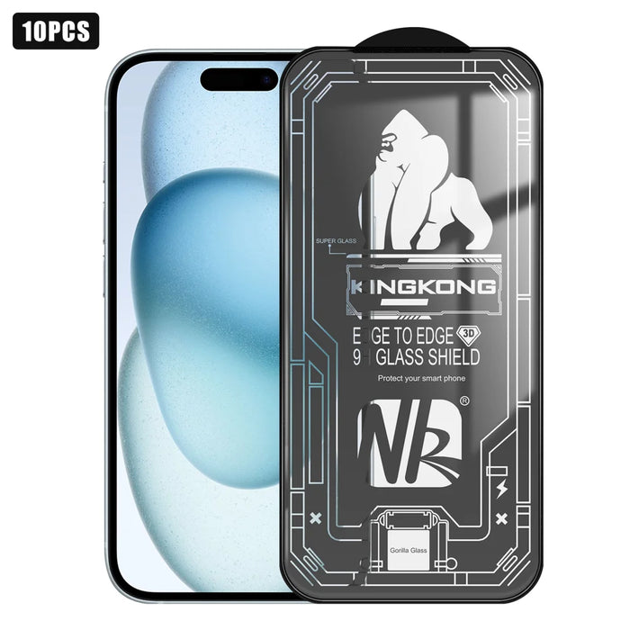 For iPhone 15 10Pcs High Definition Full Screen Protector 3D Large Arc Edge High Aluminium-silicon Glass Film - Transparent - 1