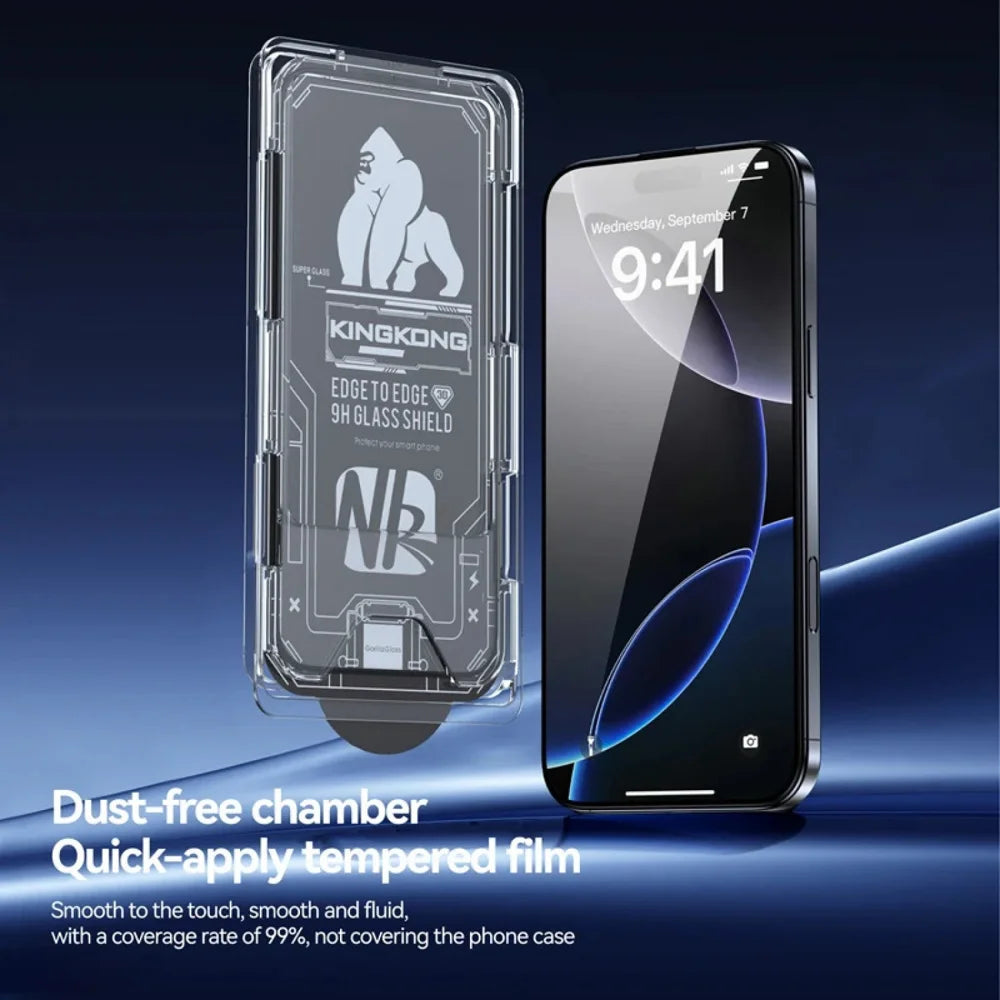 For iPhone 17 3Pcs Anti-Spy Full Screen Protector 3D Arc Edge High Aluminium-silicon Glass Film with Dust-Free Installation Tool - Black - 3