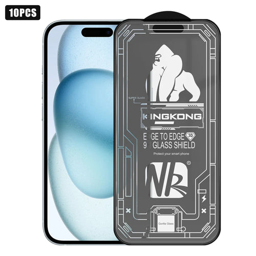 For iPhone 15 10Pcs High Definition Matte Full Screen Protector 3D Large Arc Edge High Aluminium-silicon Glass Film - Transparent - 1