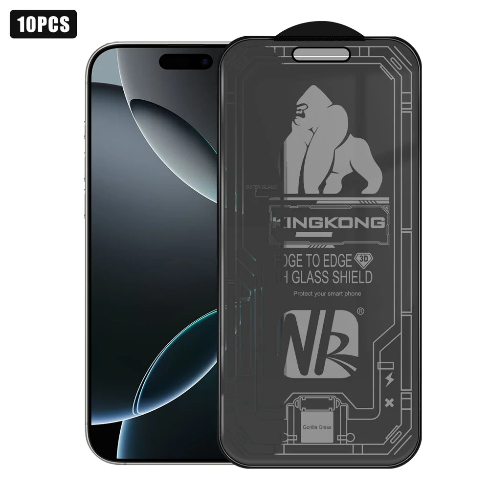 For iPhone 16 Pro Max 10Pcs 360 Degree Anti-Spy Full Screen Protector 3D Large Arc Edge High Aluminium-silicon Glass Film - Black - 1