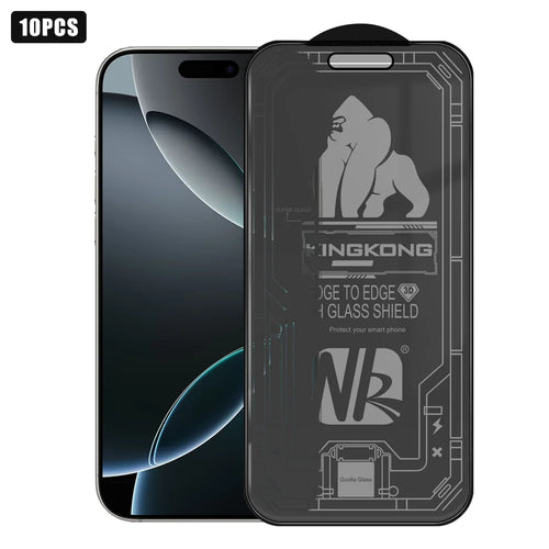 For iPhone 16 Pro Max 10Pcs 360 Degree Anti-Spy Full Screen Protector 3D Large Arc Edge High Aluminium-silicon Glass Film - Black - 1