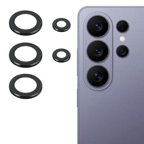 For Samsung Galaxy S26 Ultra 1 Set Camera Lens Protector Metal Frame + Tempered Glass Lens Film - Titanium Black - 1