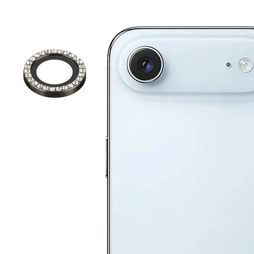 For iPhone Air Camera Lens Protector Rhinestone Ring Tempered Glass Lens Film (NOT Complete Covering) - Black - 1