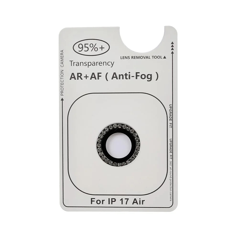 For iPhone Air Camera Lens Protector Rhinestone Ring Tempered Glass Lens Film (NOT Complete Covering) - Black - 6