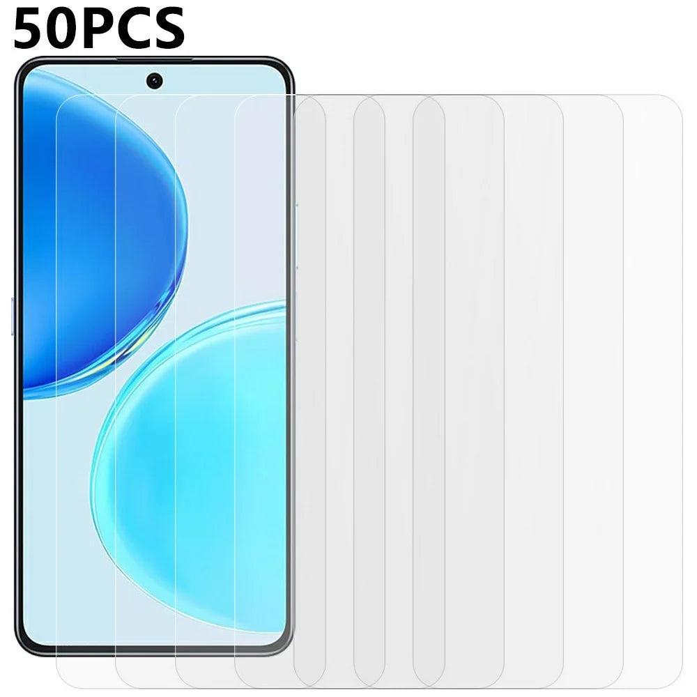 50Pcs For Honor X8d 4G Screen Protector Full Glue Tempered Glass Clear Screen Film (NOT Complete Covering) (No Package, with Wipes Set, Dust-absorber, Guide Sticker) - Transparent - 1