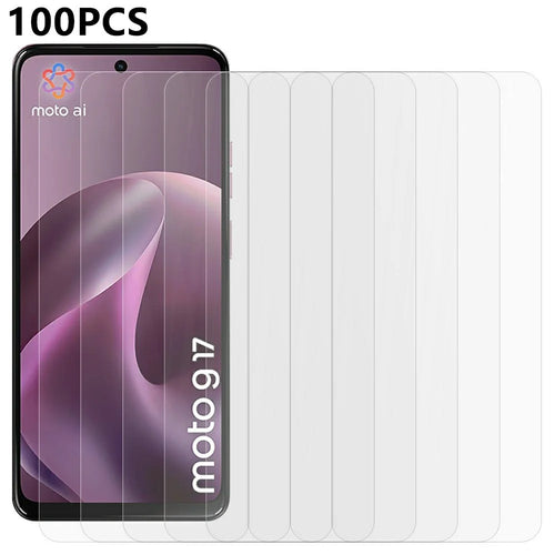 100Pcs For Motorola Moto G17 Power 4G / G17 4G / G15 4G / G15 Power 4G Full Glue Anti-Scratch Tempered Glass Film (NOT Complete Covering) (No Package, with Wipes Set, Dust-absorber, Guide Sticker) - Transparent - 1
