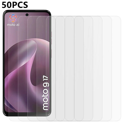 50Pcs For Motorola Moto G17 Power 4G / G17 4G / G15 4G / G15 Power 4G Full Glue Tempered Glass Clear Screen Film (NOT Complete Covering) (No Package, with Wipes Set, Dust-absorber, Guide Sticker) - Transparent - 1