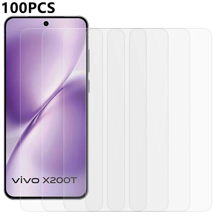 100Pcs For vivo X200T 5G Screen Protector Full Glue Anti-Scratch Tempered Glass Film (NOT Complete Covering) (No Package, with Wipes Set, Dust-absorber, Guide Sticker) - Transparent - 1