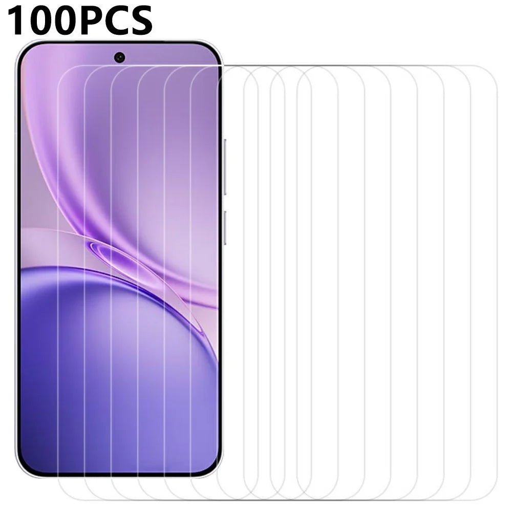 100Pcs For vivo X300 FE 5G Screen Protector Full Glue Anti-Scratch Tempered Glass Film (NOT Complete Covering) (No Package, with Wipes Set, Dust-absorber, Guide Sticker) - Transparent - 1