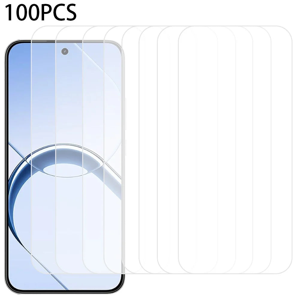 100Pcs For Realme 16 5G Screen Protector Full Glue Anti-Scratch Tempered Glass Film (NOT Complete Covering) (No Package, with Wipes Set, Dust-absorber, Guide Sticker) - Transparent - 1