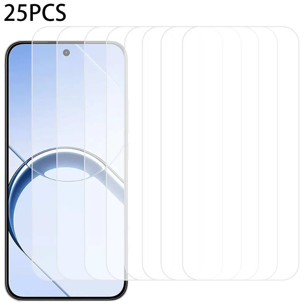 25Pcs For Realme 16 5G Screen Protector Full Glue Tempered Glass High Definition Film (NOT Complete Covering) (No Package, with Wipes Set, Dust-absorber, Guide Sticker) - Transparent - 1