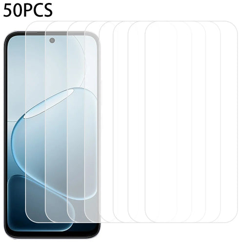 50Pcs For Oppo K14x 5G Screen Protector Full Glue Tempered Glass Clear Screen Film (NOT Complete Covering) (No Package, with Wipes Set, Dust-absorber, Guide Sticker) - Transparent - 1