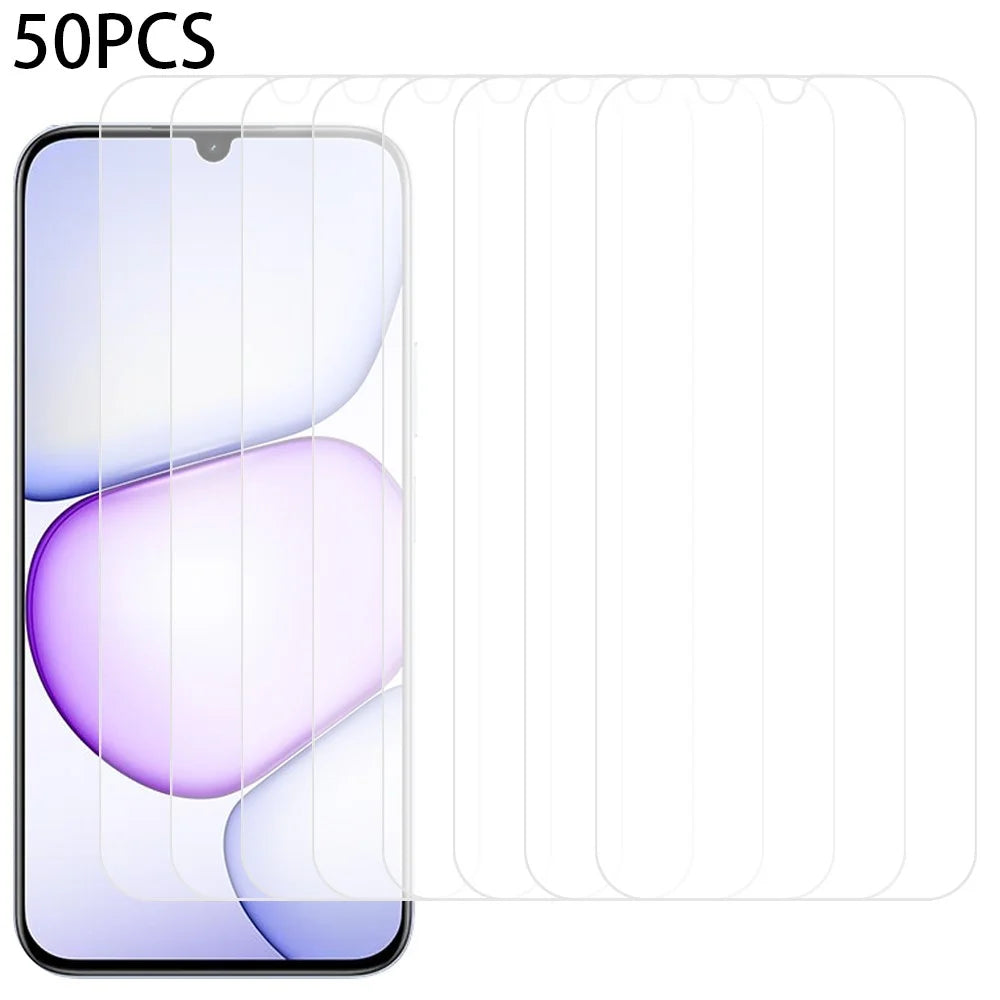 50Pcs For Realme C83 5G / C100 5G Screen Protector Full Glue Tempered Glass Clear Screen Film (NOT Complete Covering) (No Package, with Wipes Set, Dust-absorber, Guide Sticker) - Transparent - 1