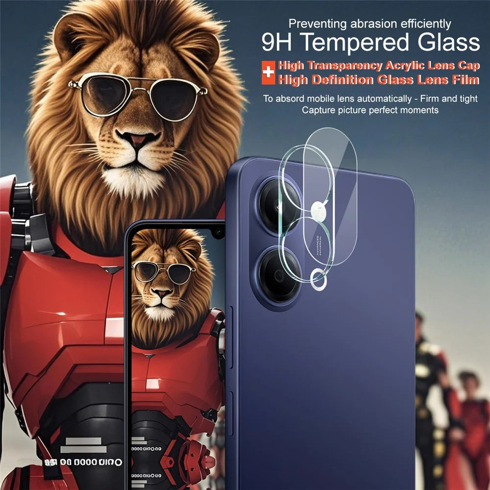 IMAK For vivo Y05 4G Tempered Glass Full Cover Camera Lens Protector + Acrylic Lens Cap - Transparent - 3