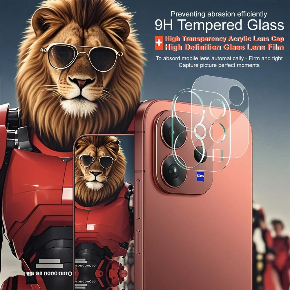 IMAK For vivo V70 5G  /  V70 Elite 5G Tempered Glass Full Cover Camera Lens Protector + Acrylic Lens Cap - Transparent - 3