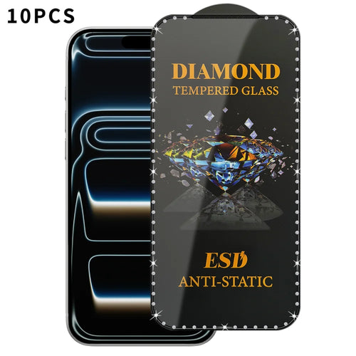 10Pcs For iPhone 18 Pro / 17 Pro Tempered Glass Diamond Silk Printing Full Screen HD Anti-Static Screen Protector - Transparent - 1