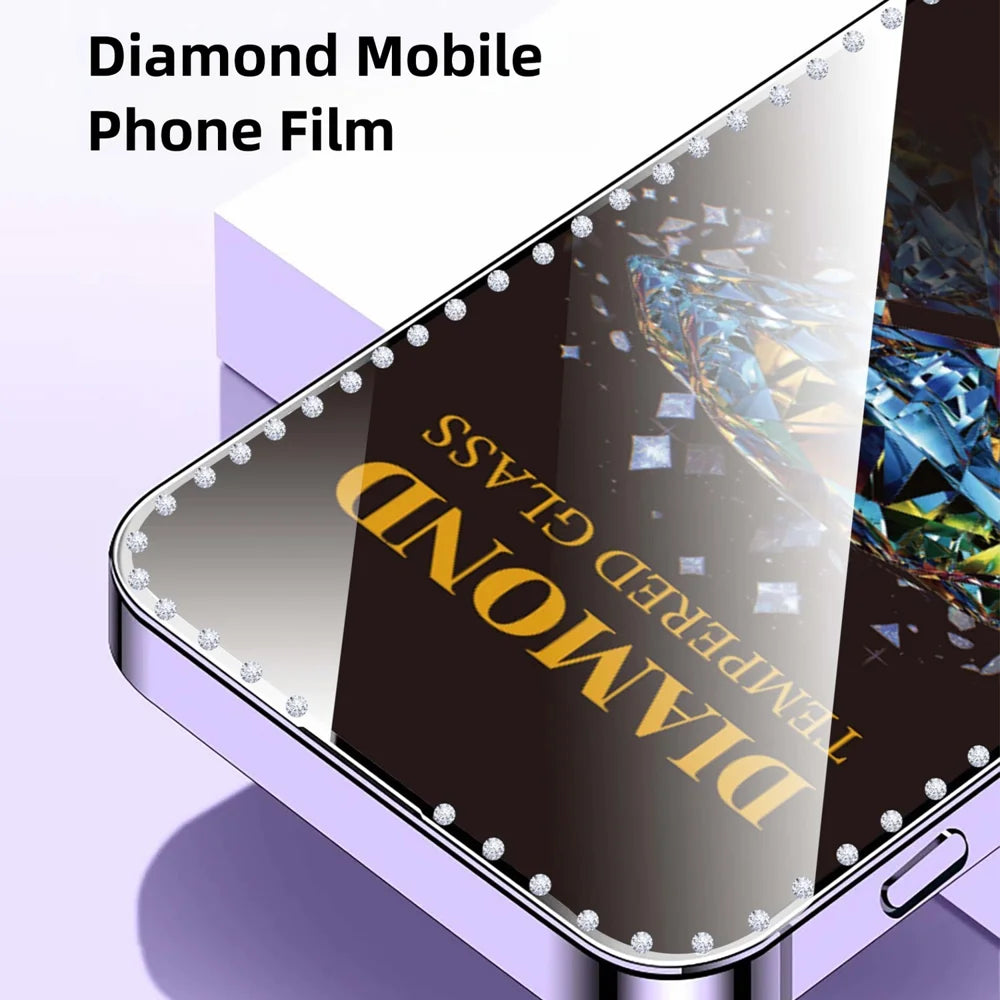 10Pcs For iPhone 14 Pro Max Tempered Glass Diamond Silk Printing Full Screen HD Anti-Static Screen Protector - Transparent - 5