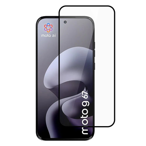 Full Screen Protector For Motorola Moto G87 5G / G77 5G / G67 5G Full Glue Silk Printing Tempered Glass Screen Film - Black - 1