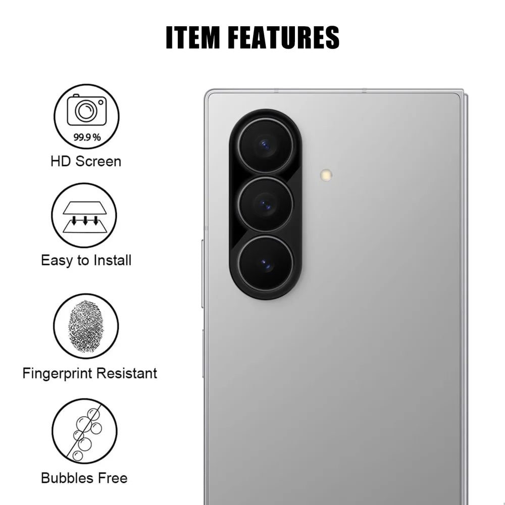 For Samsung Galaxy Z Fold7 5G Full Cover Camera Lens Protector Silk Print HD Anti Fingerprint AR Tempered Glass Lens Film - Black - 2