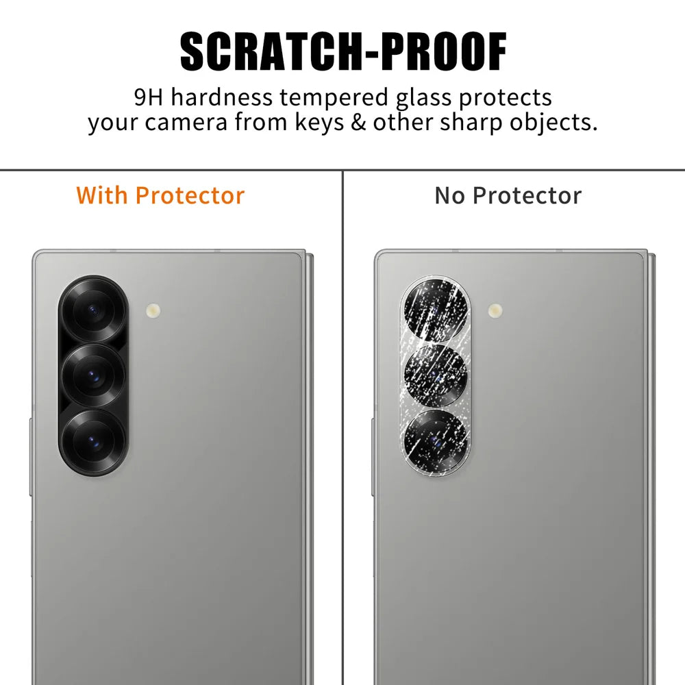 For Samsung Galaxy Z Fold6 5G Full Cover Camera Lens Protector Silk Print HD Anti Fingerprint AR Tempered Glass Lens Film - Black - 4