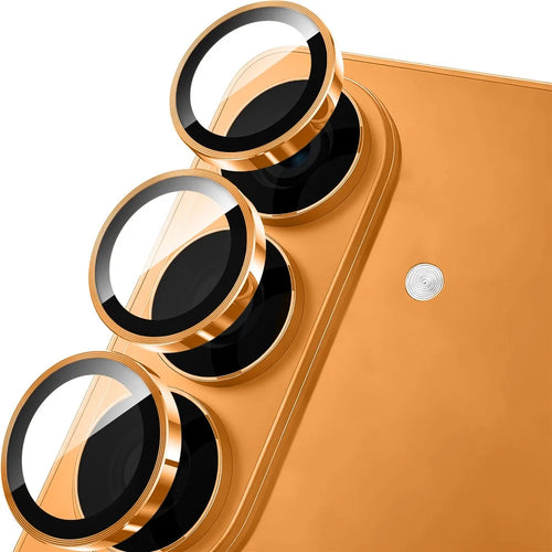 RURIHAI For Samsung Galaxy S26  /  S26+ Camera Lens Protector Tempered Glass Metal Ring Lens Film - Orange - 1