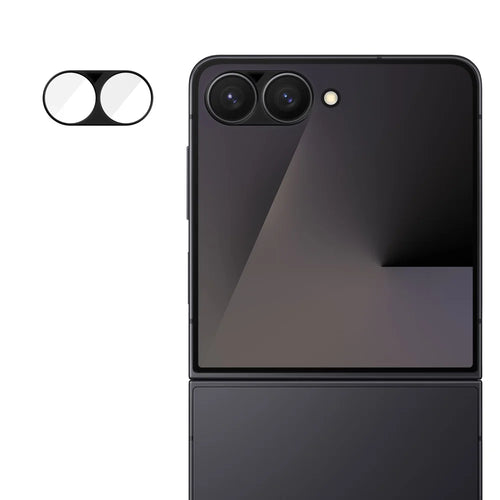 For Samsung Galaxy Z Flip7 5G Full Cover Camera Lens Protector Silk Print HD Anti Fingerprint AR Tempered Glass Lens Film - Black - 1