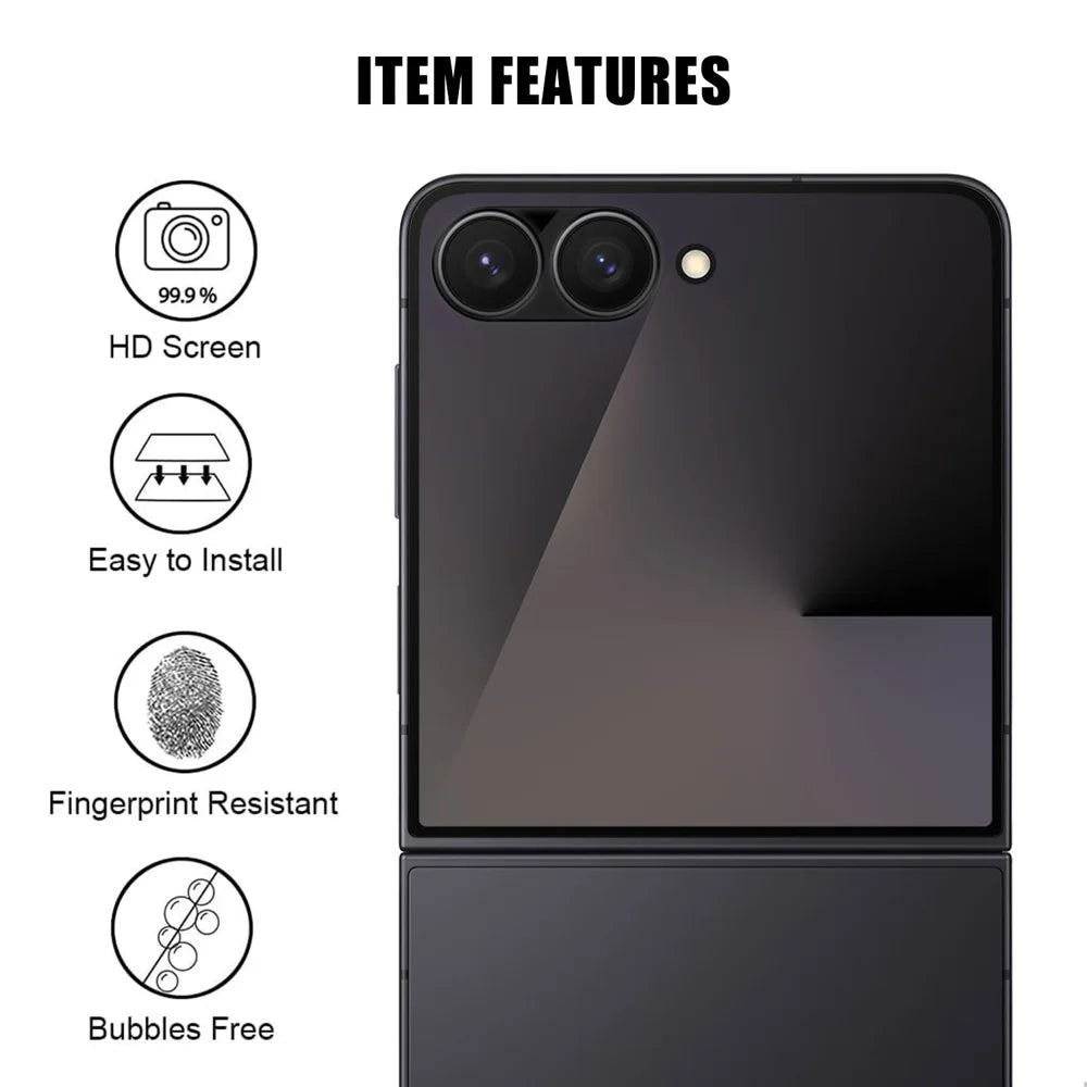 For Samsung Galaxy Z Flip7 5G Full Cover Camera Lens Protector Silk Print HD Anti Fingerprint AR Tempered Glass Lens Film - Black - 2