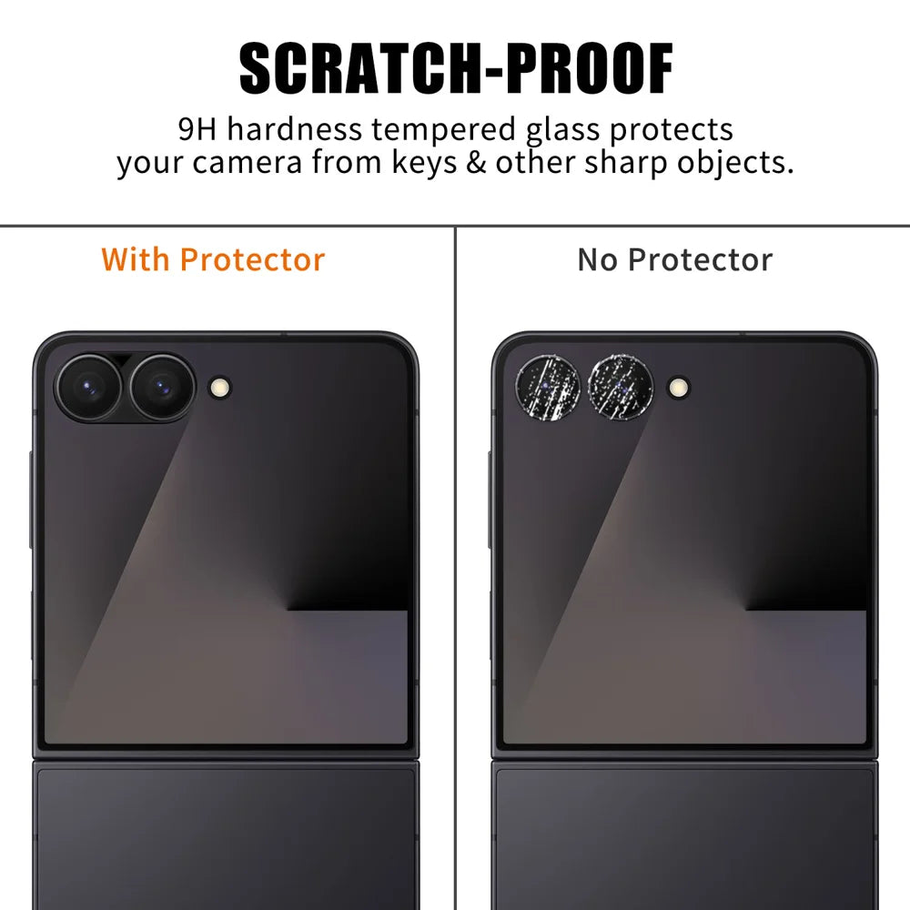For Samsung Galaxy Z Flip7 5G Full Cover Camera Lens Protector Silk Print HD Anti Fingerprint AR Tempered Glass Lens Film - Black - 4