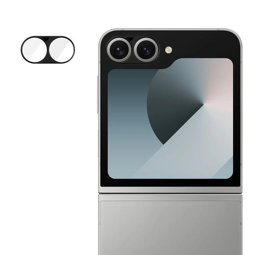For Samsung Galaxy Z Flip7 FE 5G / Galaxy Z Flip6 5G Full Cover Camera Lens Protector Silk Print HD Anti Fingerprint AR Tempered Glass Lens Film - Black - 1