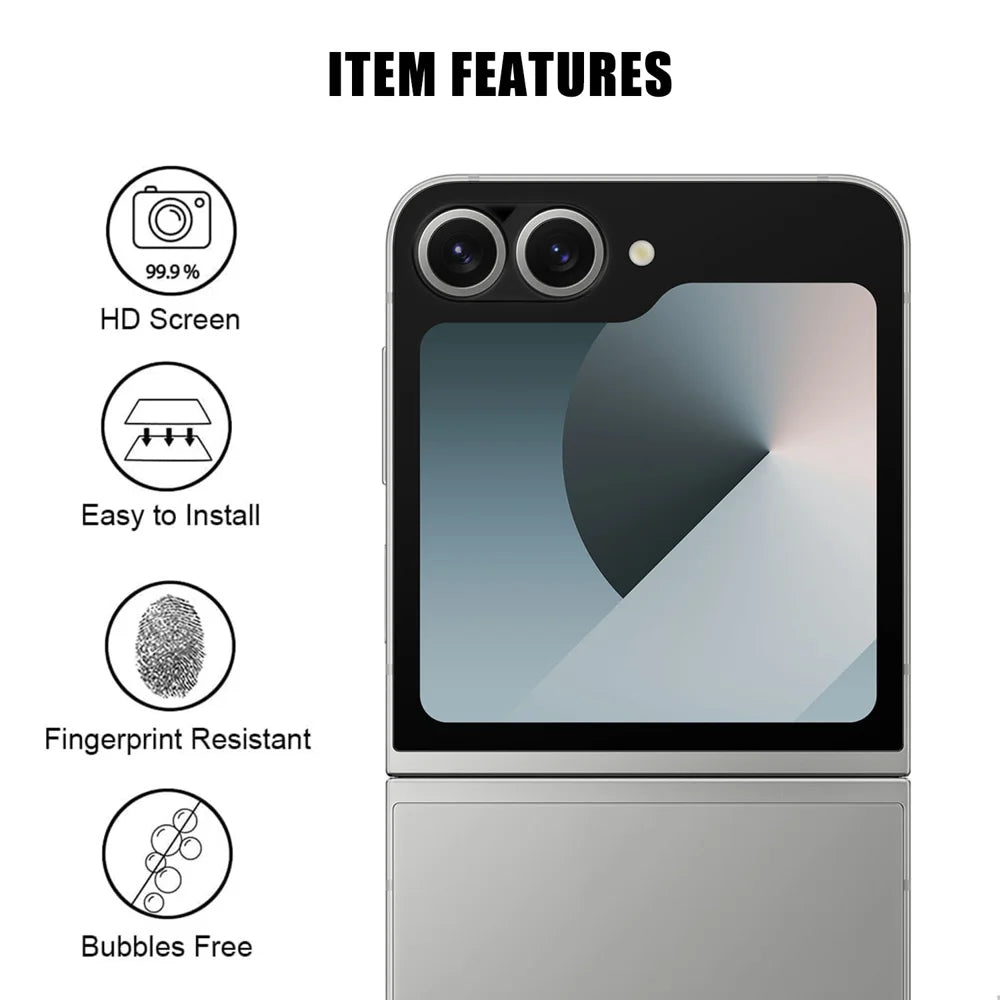 For Samsung Galaxy Z Flip7 FE 5G / Galaxy Z Flip6 5G Full Cover Camera Lens Protector Silk Print HD Anti Fingerprint AR Tempered Glass Lens Film - Black - 2