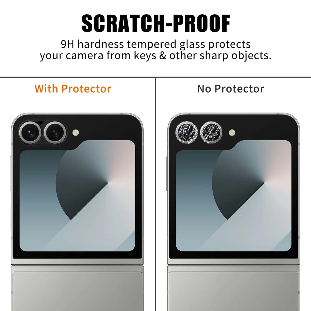 For Samsung Galaxy Z Flip7 FE 5G / Galaxy Z Flip6 5G Full Cover Camera Lens Protector Silk Print HD Anti Fingerprint AR Tempered Glass Lens Film - Black - 4