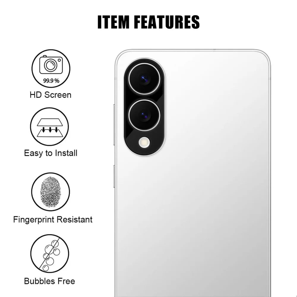For Samsung Galaxy S25 Edge Full Cover Camera Lens Protector Silk Print HD Anti Fingerprint AR Tempered Glass Lens Film - Black - 2