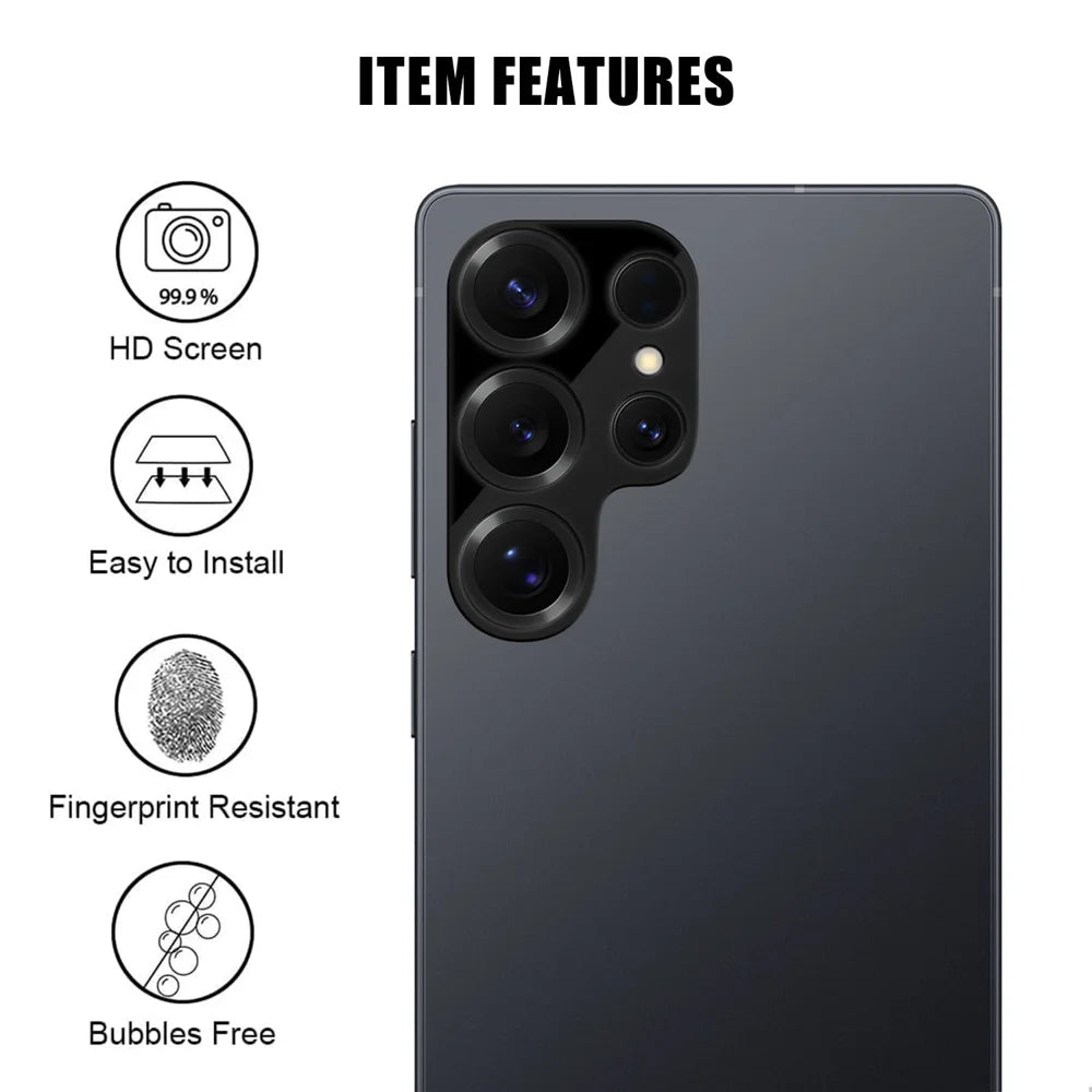 For Samsung Galaxy S25 Ultra Full Cover Camera Lens Protector Silk Print HD Anti Fingerprint AR Tempered Glass Lens Film - Black - 2