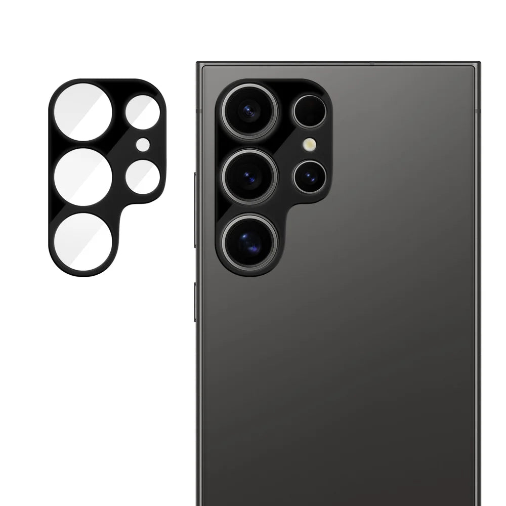 For Samsung Galaxy S24 Ultra Full Cover Camera Lens Protector Silk Print HD Anti Fingerprint AR Tempered Glass Lens Film - Black - 1