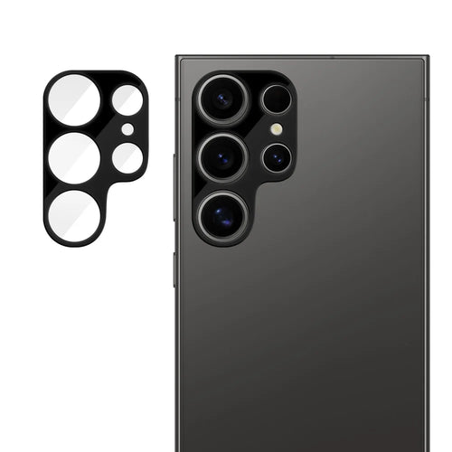 For Samsung Galaxy S24 Ultra Full Cover Camera Lens Protector Silk Print HD Anti Fingerprint AR Tempered Glass Lens Film - Black - 1