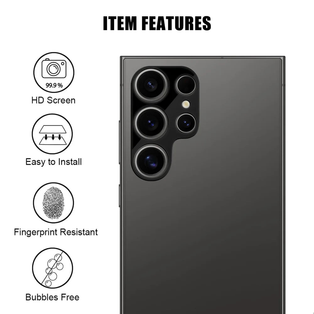 For Samsung Galaxy S24 Ultra Full Cover Camera Lens Protector Silk Print HD Anti Fingerprint AR Tempered Glass Lens Film - Black - 2
