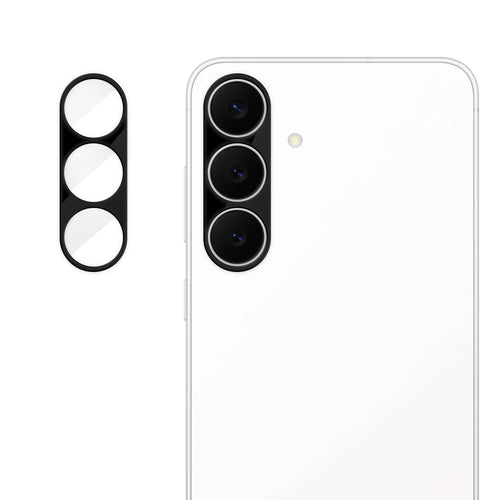 For Samsung Galaxy S24 FE Full Cover Camera Lens Protector Silk Print HD Anti Fingerprint AR Tempered Glass Lens Film - Black - 1