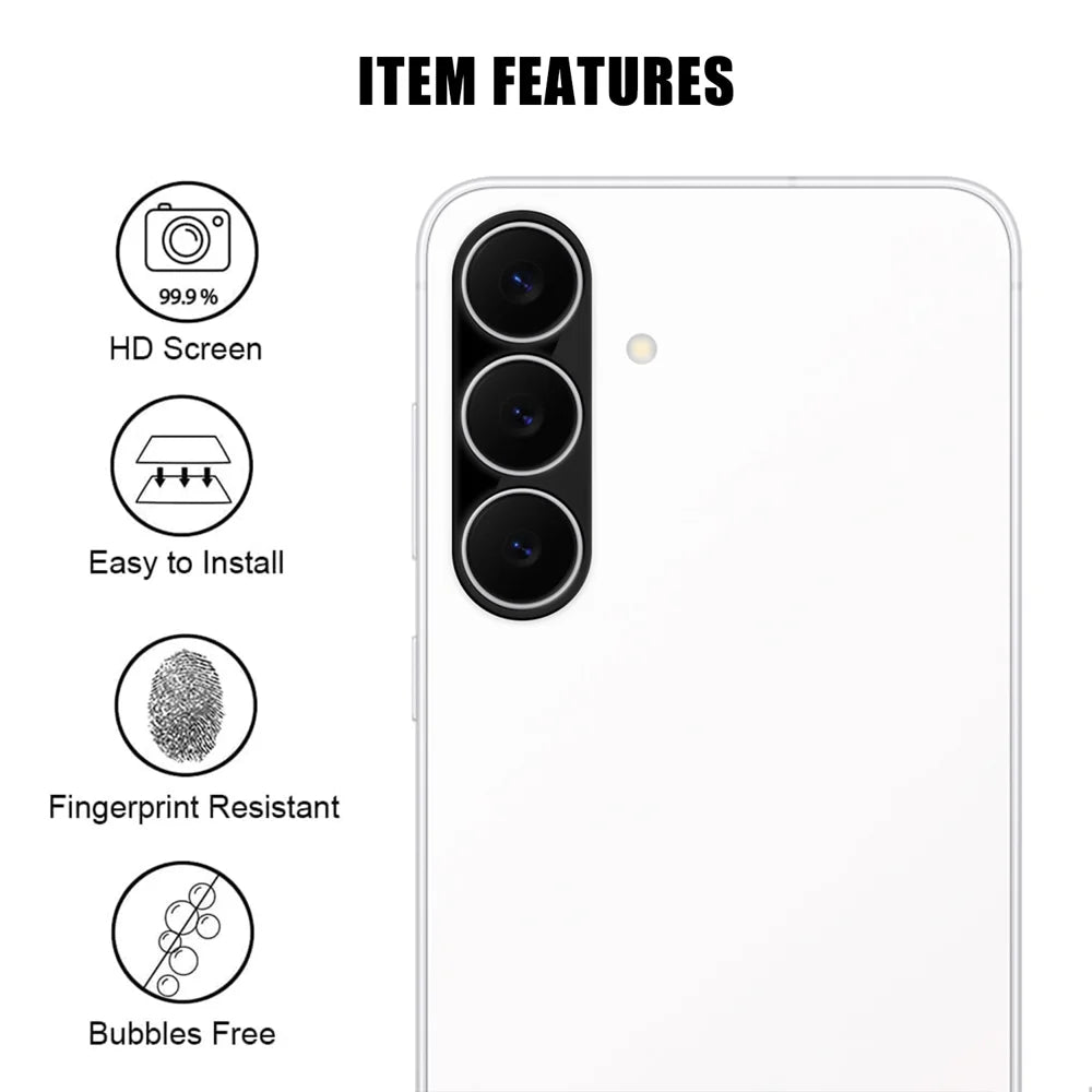 For Samsung Galaxy S24 FE Full Cover Camera Lens Protector Silk Print HD Anti Fingerprint AR Tempered Glass Lens Film - Black - 2