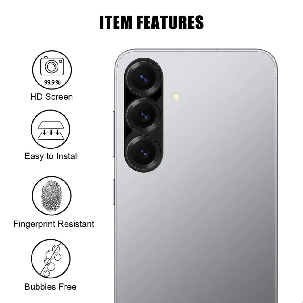 For Samsung Galaxy S25+ Full Cover Camera Lens Protector Silk Print HD Anti Fingerprint AR Tempered Glass Lens Film - Black - 2