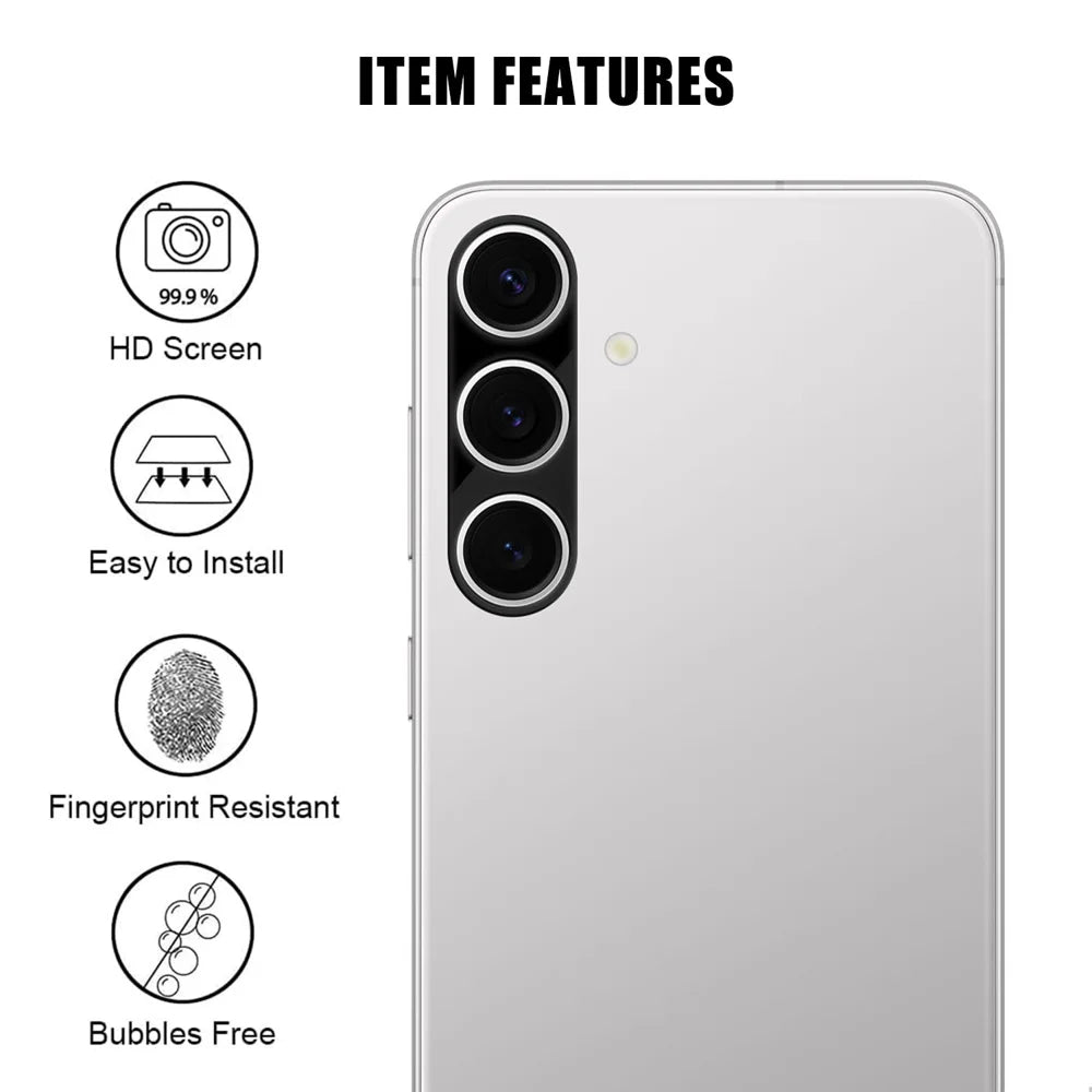 For Samsung Galaxy S24 Full Cover Camera Lens Protector Silk Print HD Anti Fingerprint AR Tempered Glass Lens Film - Black - 2