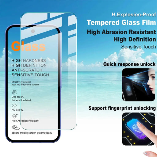 IMAK H Series For Google Pixel 10a Screen Protector Tempered Glass Film (Not Complete Coverage) (Fingerprint Unlock) - Transparent - 2