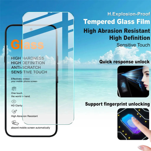 IMAK H Series For Nothing Phone (4a) Pro Screen Protector Tempered Glass Film (Not Complete Coverage) (Fingerprint Unlock) - Transparent - 2