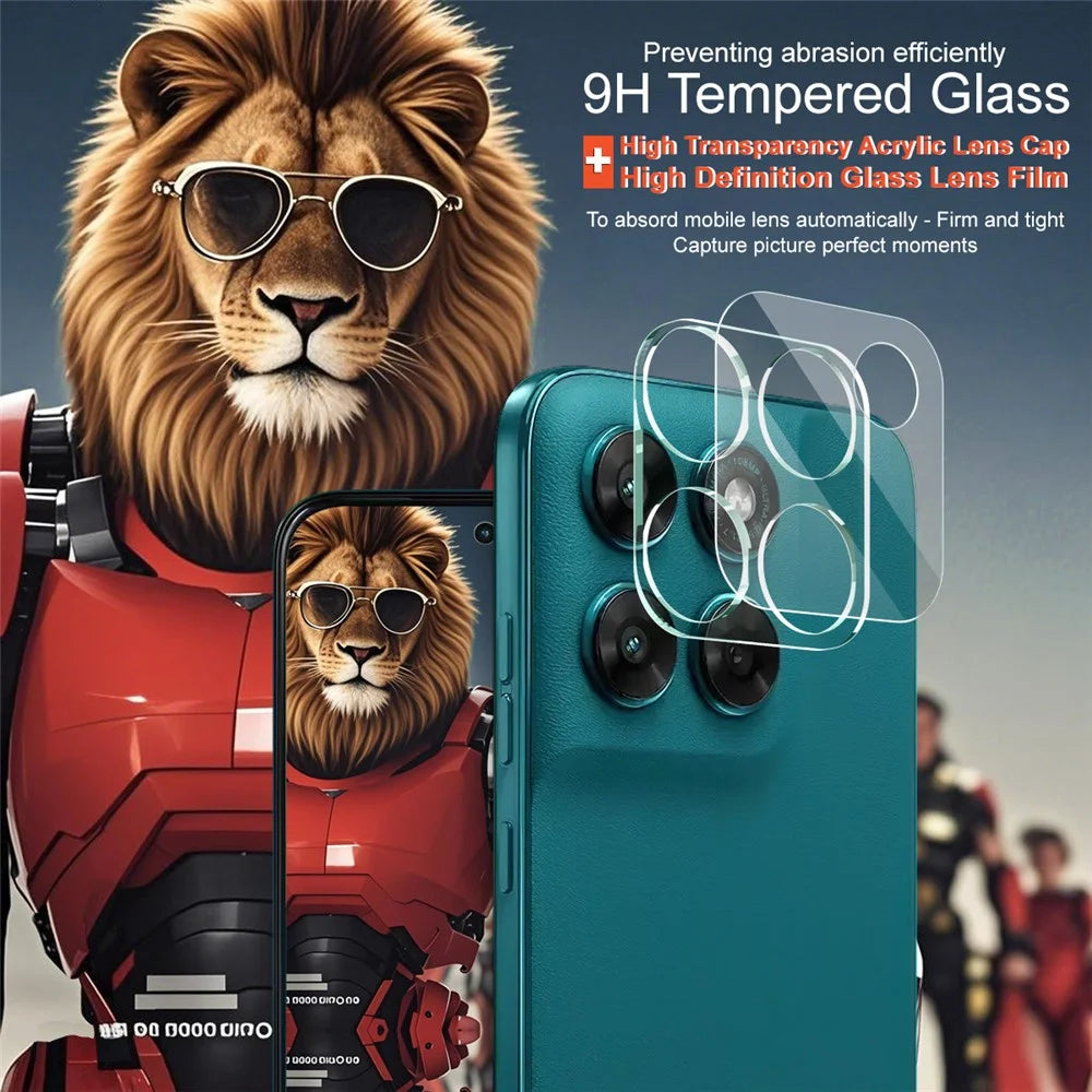 IMAK For Motorola Moto G87 5G / G77 5G / G67 5G / G Max 5G Tempered Glass Full Cover Camera Lens Protector + Acrylic Lens Cap - Transparent - 3