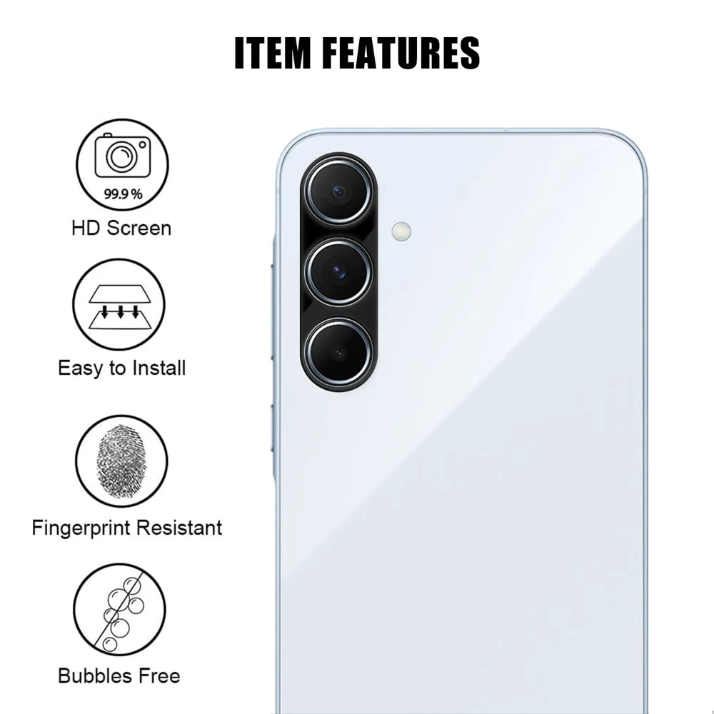 For Samsung Galaxy A55 5G Full Cover Camera Lens Protector Silk Print HD Anti Fingerprint AR Tempered Glass Lens Film - Black - 2
