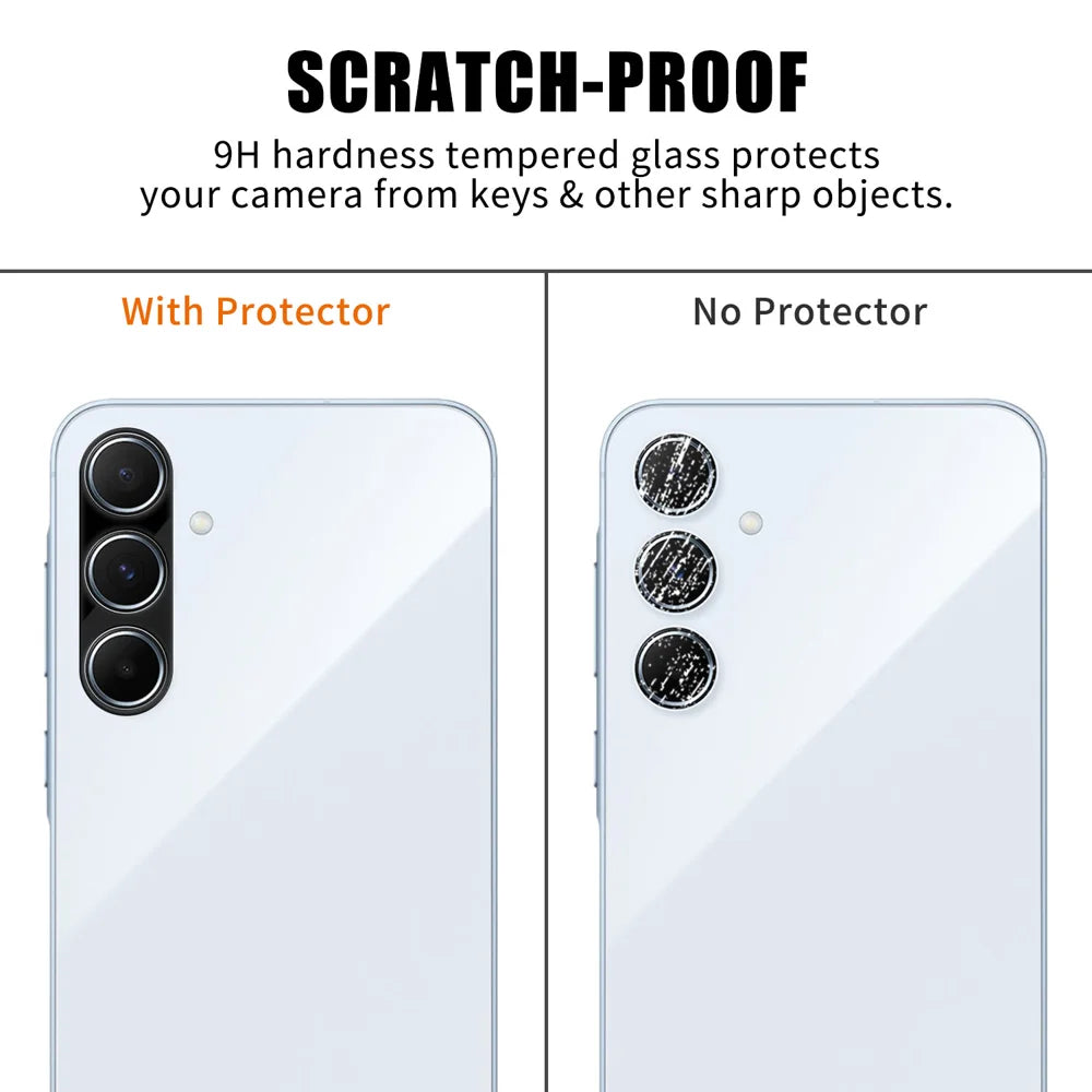 For Samsung Galaxy A55 5G Full Cover Camera Lens Protector Silk Print HD Anti Fingerprint AR Tempered Glass Lens Film - Black - 4