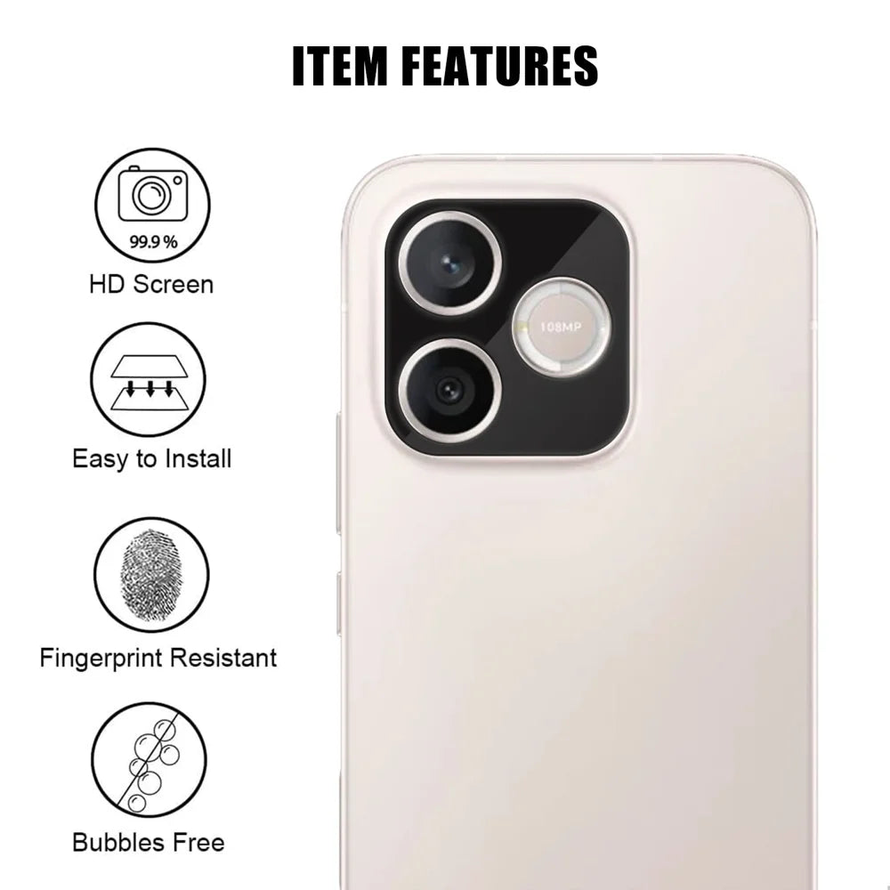 For Honor 600 Lite 5G Full Cover Camera Lens Protector Silk Print HD Anti Fingerprint AR Tempered Glass Lens Film - Black - 2