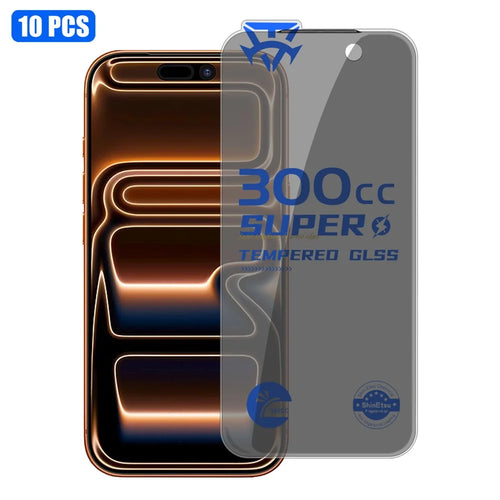 10Pcs for iPhone 17 Pro Max Tempered Glass Film 300CC Edgeless Anti-static Anti-spy Full Screen Protector - Black - 1