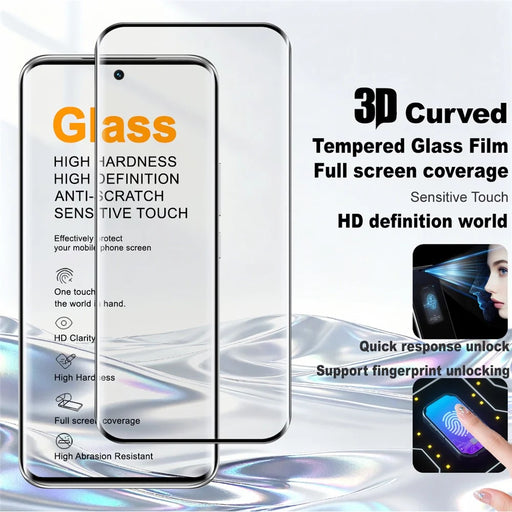 IMAK For TECNO Spark 40 Pro+ 4G Full Screen Protector 3D Curved Edge Side Glue Tempered Glass Film (Fingerprint Unlock) - Black - 2
