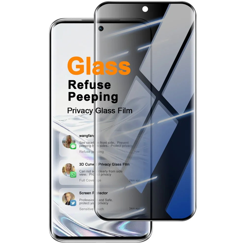 IMAK For TECNO Spark 40 Pro+ 4G Anti Spy Screen Protector Full Cover Side Glue Tempered Glass Film - Black - 1